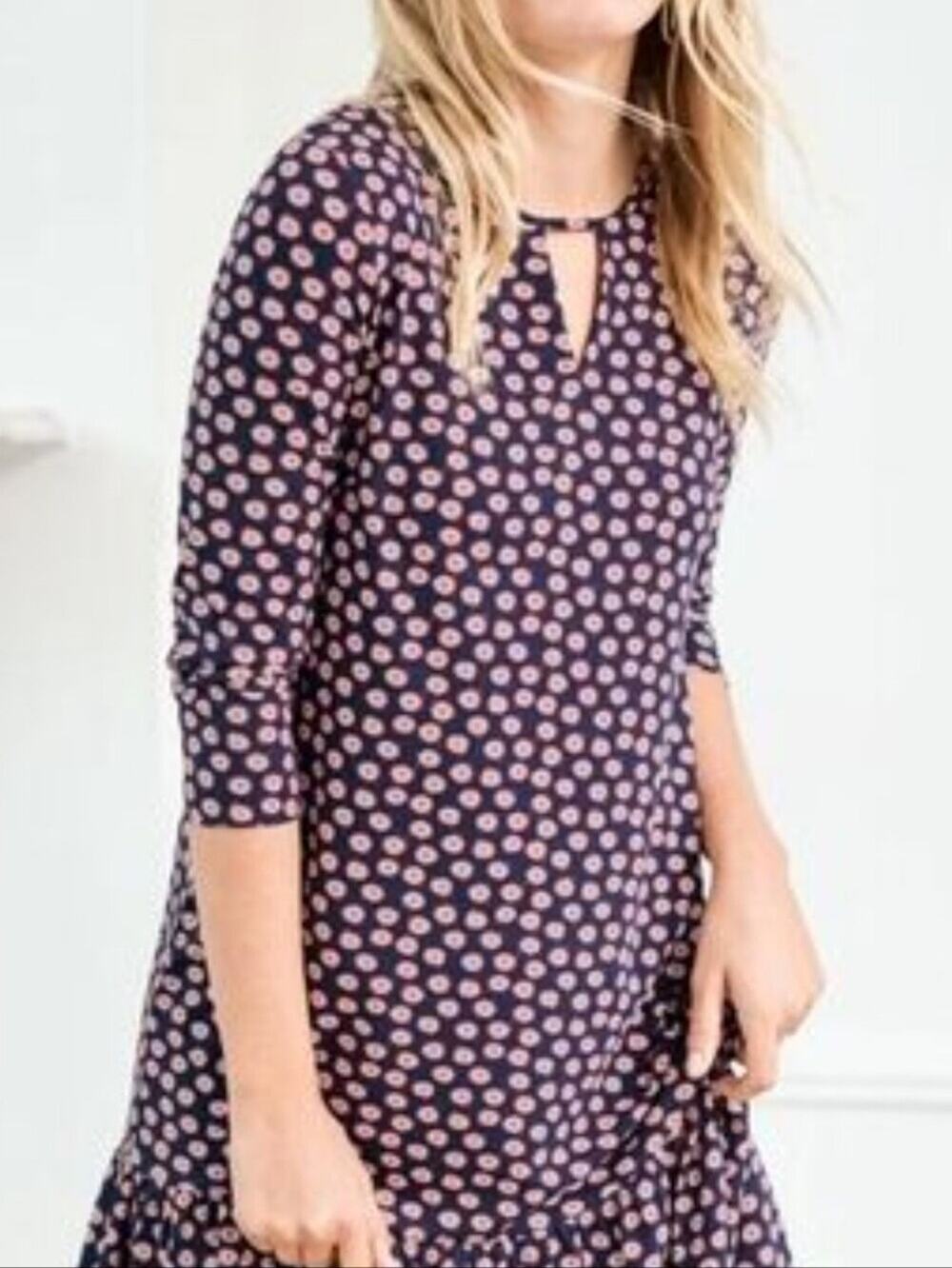 Boden Selena Jersey Dress Navy & Red Pink Floral Print 8 Petite Medium